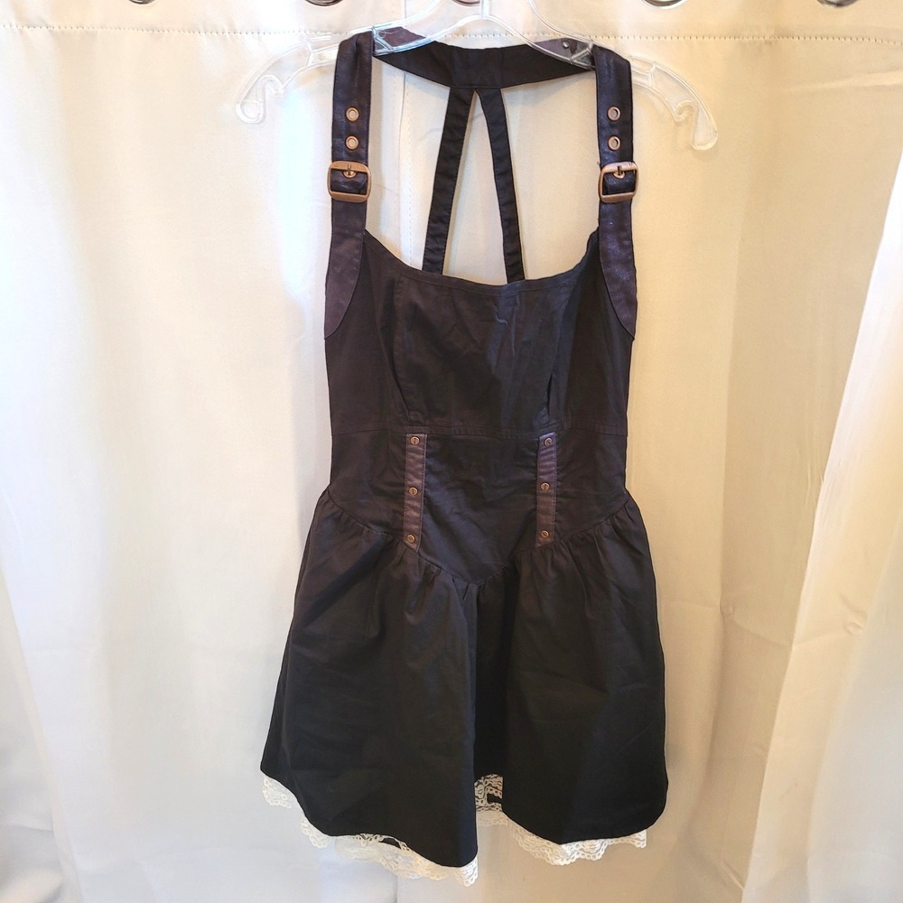 Step In Time Juniors Pinafore Dress Small Steampunk Lace Trim Buckle Strap 21712